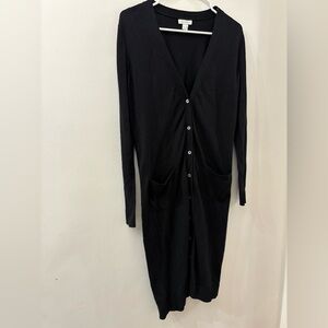 Garnet Hill Black Long Sleeve duster Cardigan - small - cotton/silk blend